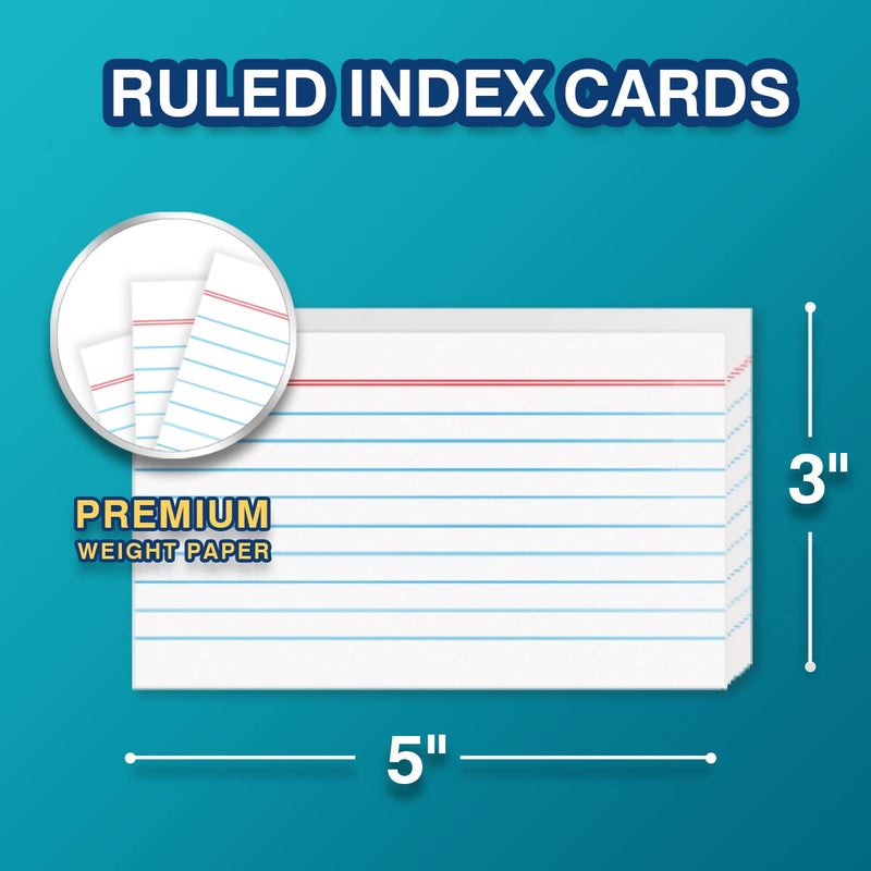H4D 3x5 Index Card Holder with 100 Heavyweight Ruled Index Cards and 25 Plastic Dividers, Black - Image 4