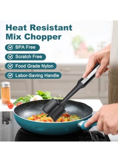 Mmmon Professional Heat Resistant Nylon Meat and Potato Masher,Safe for Non-Stick Cookware,10-Inch(Black)  - Image 4