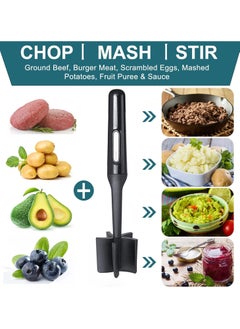 Mmmon Professional Heat Resistant Nylon Meat and Potato Masher,Safe for Non-Stick Cookware,10-Inch(Black)  - Image 2