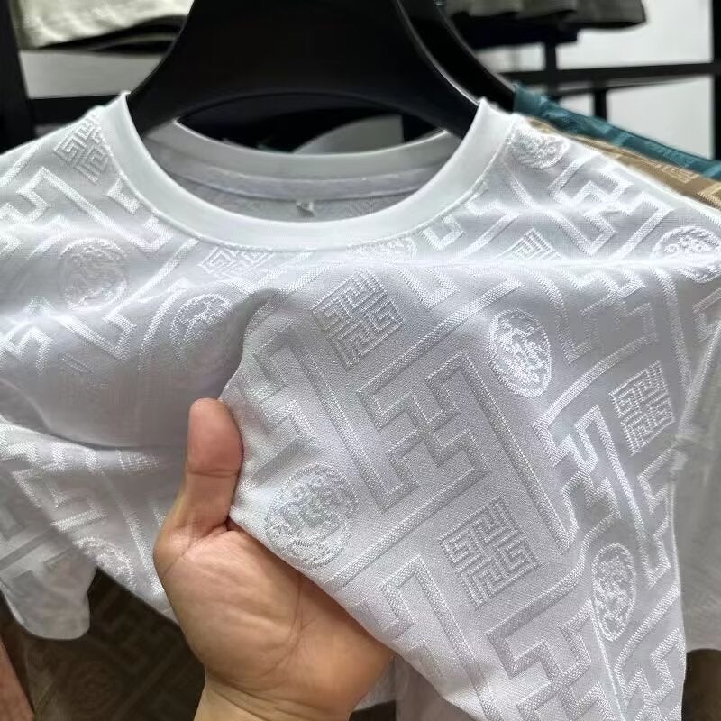 Men's Ice Silk Short Sleeve Printed T-Shirt 2026, Round Neck, Cool Touch - Image 1