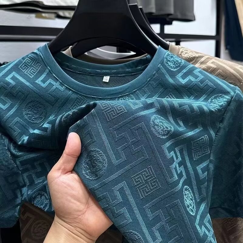 Men's Ice Silk Short Sleeve Printed T-Shirt 2026, Round Neck, Cool Touch - Image 4