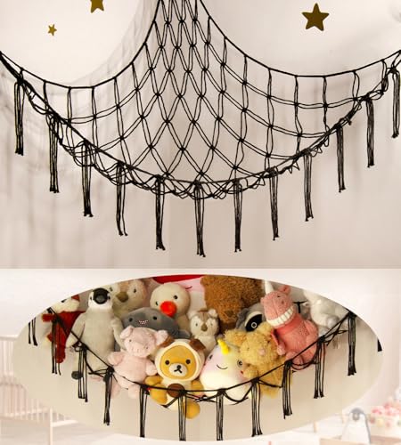Stuffed Animal Storage Hammock or Net Corner Large Toy Hammock Net for Stuffed Animals Room Decor Cute Stuff Animal Organizer Plush Holder Kids Baby Nursery Essentials Wall Bedroom Home Decor