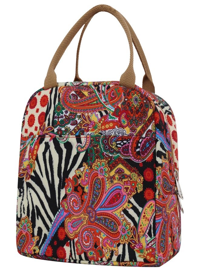 EurCross Aesthetic Lunch Box Bag for Women Daily Use,Boho Stylish Elegant Canvas Insulated Adult Lunch Bento Box Tote Bag - Image 1