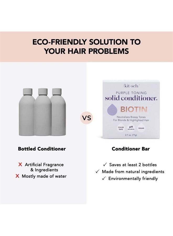 Kitsch Purple Conditioner Bar for Blonde Hair - Toning Purple Hair Conditoiner Bars with Biotin for Strengthening Hair & Neutralizing Brassy Tone | Vegan Solid Shampoo Bar for Hair | Zero Waste, 3.2oz - Image 5