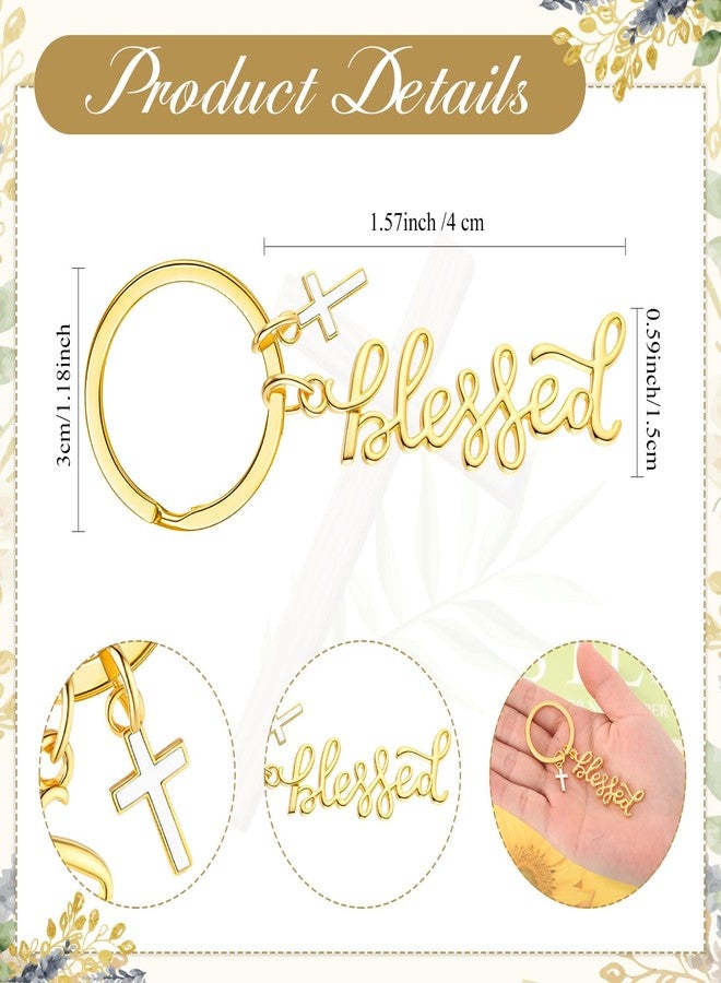 سوريو مجموعة هدايا التعميد من Sureio، تتضمن 25 مجموعة، تشمل 25 ميدالية مفاتيح ذهبية عليها عبارة "مبارك" مع تعليقة صليب، وميداليات مفاتيح للتعميد مع بطاقات شكر وحقيبة هدايا. - Image 2