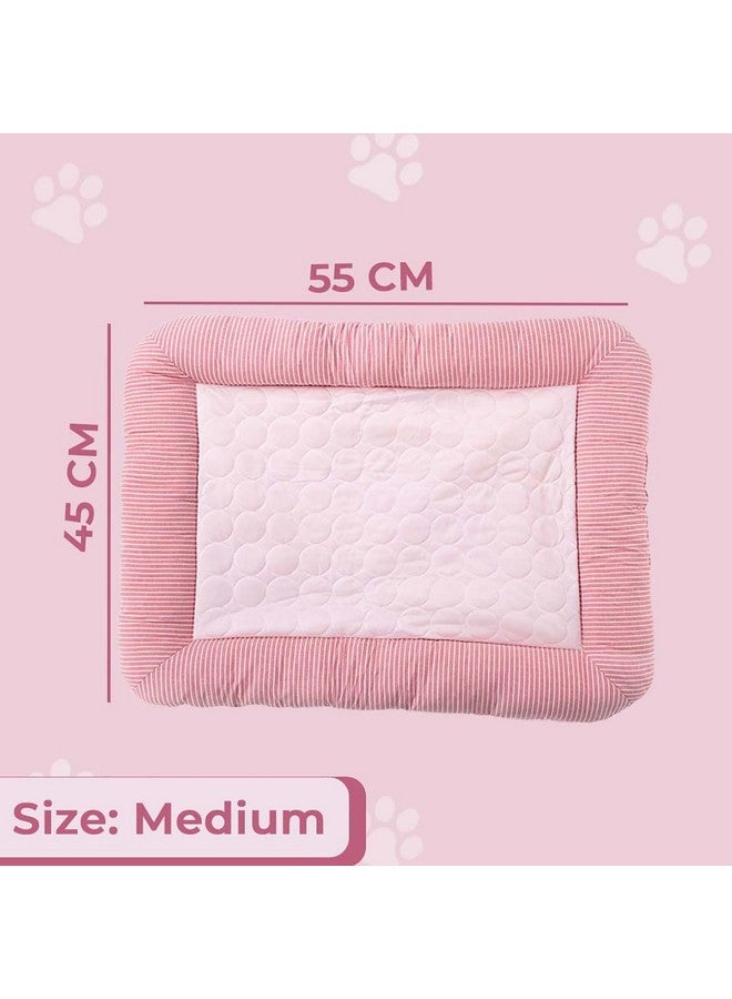 Homestic Rectangular Dog & Cat Bed|Yarn Dyed Oxford Cloth|Nylon And Polyester With Cotton Filling|Self-Cooling Bed For Dog & Cat|Small Light-Weight & Durable Dog Bed|Zqcj005P-M|Pink - Image 2