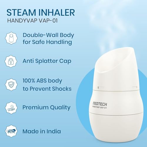 MEDTECH ® 2 in 1 Vaporizer for Cold & Cough + Steamer for Face Steam,Steam Inhaler & Vaporizer Machine,Facial Steamer & Steam Inhaler for Cold,Cough & Sinus,Suitable for Men,Women & Kids,VAP01,White - Image 5