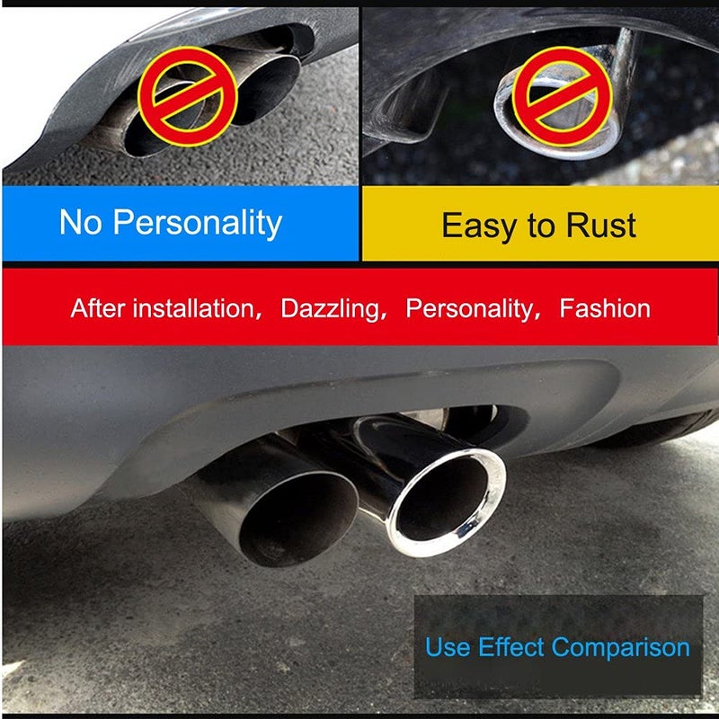 Dsycar Exhaust Tips Pair Compatible with VW Volkswagen JETTA 2009-2018/ SAGITAR 2011-2015 / POLO 2012-2014 / GOLF 7 2013-2015 / Compatible with BMW 325i 328i 2007-2010 (Silver) - Image 2