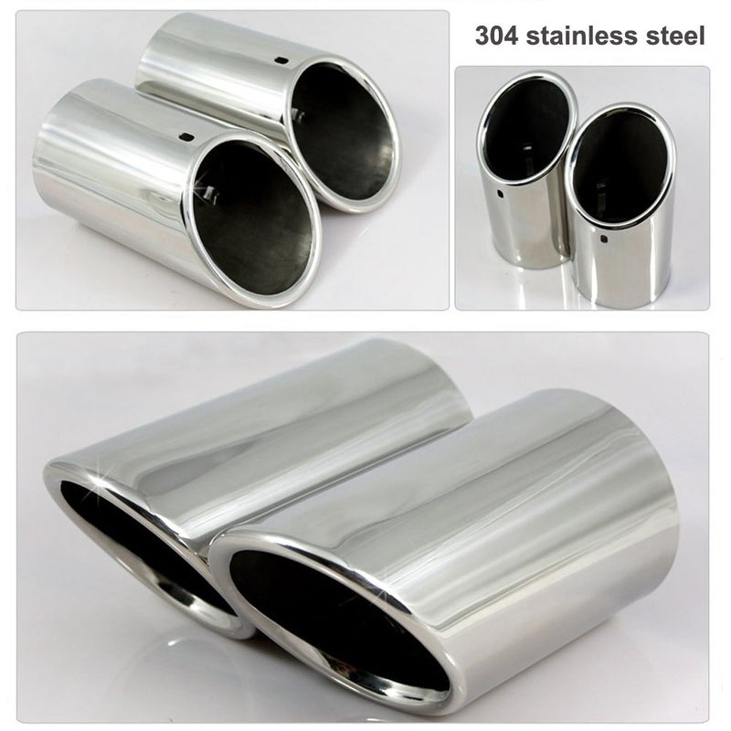 Dsycar Exhaust Tips Pair Compatible with VW Volkswagen JETTA 2009-2018/ SAGITAR 2011-2015 / POLO 2012-2014 / GOLF 7 2013-2015 / Compatible with BMW 325i 328i 2007-2010 (Silver) - Image 3