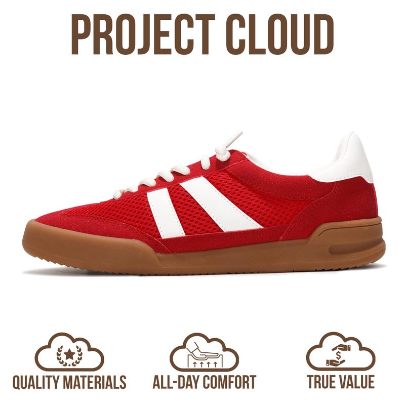 Project Cloud 100% Genuine Leather Casual Sneakers for Women - Memory Foam Insoles - Womens Shoes & Lightweight Women's Fashion Sneakers - Slip On Shoes for Women Footwear (Verdy, RED, 7.5) - Image 3