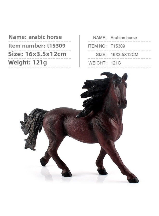 Simulation Horse Model Children's Cognitive Pint Stallion Black And White Flower Mare Arabian Martial Horse Ornaments-Color:T15309 Arabian Horse 121g  - Image 1