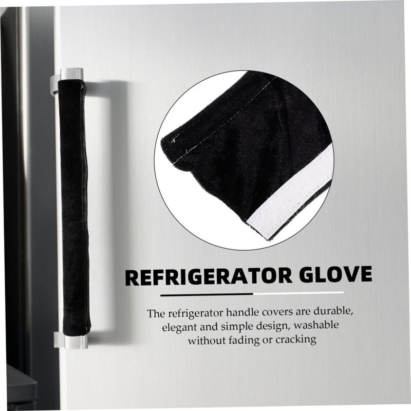 VERDANVERSE 2Pcs Black Refrigerator and Microwave Handle Covers Anti-Slip Oil-Resistant Door Handle Protector Sleeves for Kitchen Appliance - Image 4
