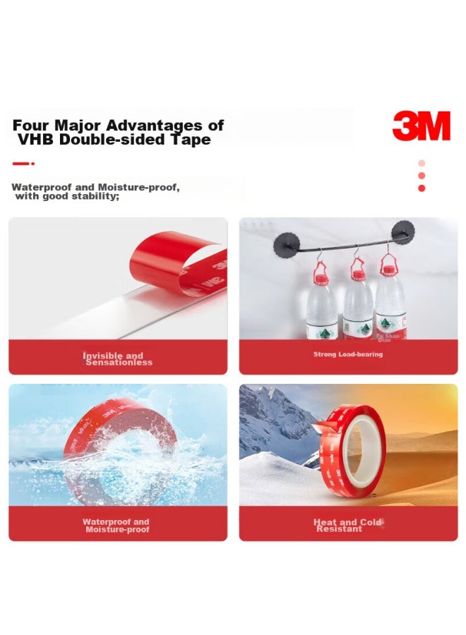 3M 3M Double-Sided Tape, Strong Adhesive, Traceless, Heat-Resistant, 4910, Suitable For Office, Home Decoration, Daily Use, Car-Mounted, Transparent, Strong Version, 30Mm*3M, Single Roll - Image 5