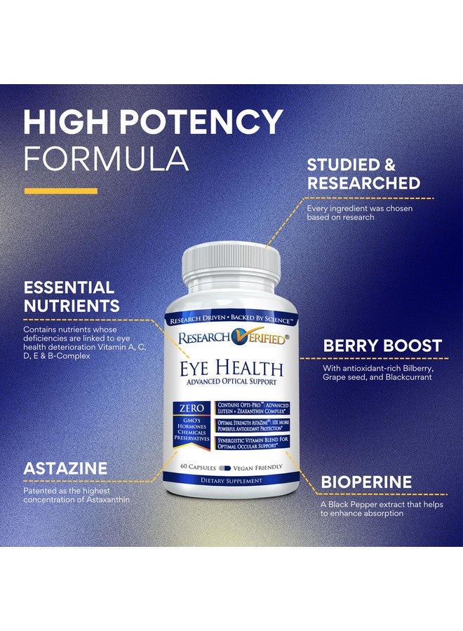 Research Verified Eye Health - Nourish and Protect Eyes and Vision, Support Healthy Retina, Improve Blood Supply to Eyes - Vitamins A, B, C, and E - 60 Capsules - Made in The USA - Image 2
