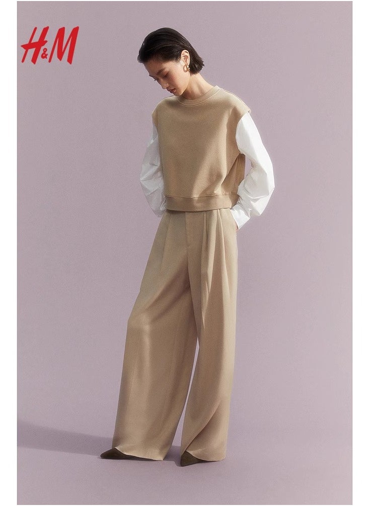 H and M - HM Casual Straight Satin Wide Leg Pants And Trousers - Image 1