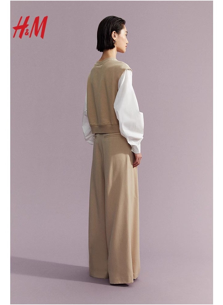 H and M - HM Casual Straight Satin Wide Leg Pants And Trousers - Image 1