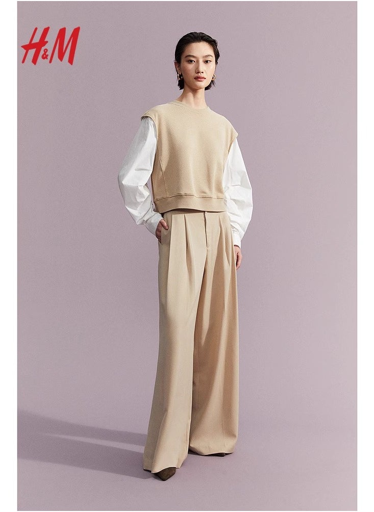 H and M - HM Casual Straight Satin Wide Leg Pants And Trousers - Image 1