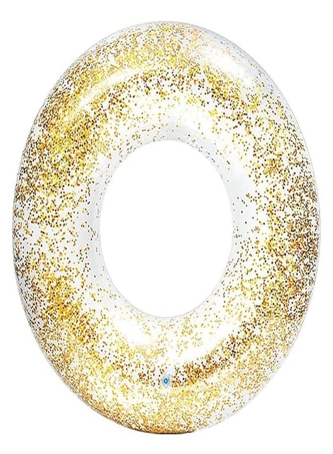 swabs® 1pcs Swimming Ring with Colorful Glitters Pool Floats Kids Adults Inflatable Flotation Transparent Inflatable Inner Tube for Swimming Pool, Beach Inflatable Pool Float Tube Transparent - Image 1