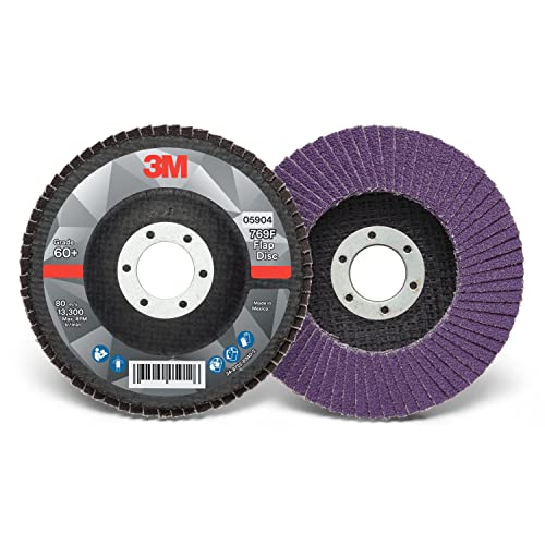 3M Flap Disc 769F, Type 27, 60+, 4-1/2 in x 7/8 in, High Performance Abrasive, Ceramic Precision-Shaped Grain Grinding and Finishing Disc, Carbon Steel, Stainless Steel - Image 1
