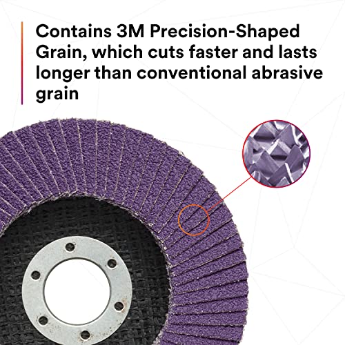 3M Flap Disc 769F, Type 27, 60+, 4-1/2 in x 7/8 in, High Performance Abrasive, Ceramic Precision-Shaped Grain Grinding and Finishing Disc, Carbon Steel, Stainless Steel - Image 5