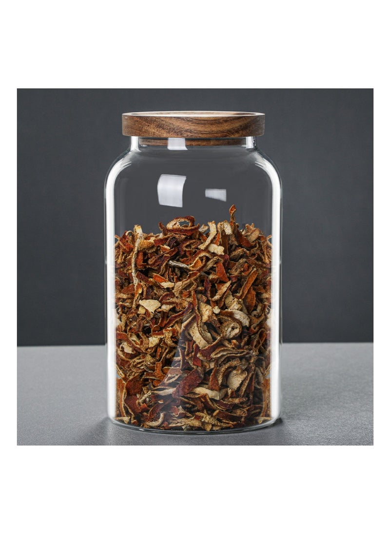 تابيت 2PCS 3000ML حاويات الأغذية الزجاجية المثبتة الهواء ، مجموعة جرة زجاجية مختومة ذات قدرة كبيرة مع غطاء ، غطاء خشبي حبوب القهوة مختومة جرة التخزين ، حاويات منظم المطبخ - Image 5