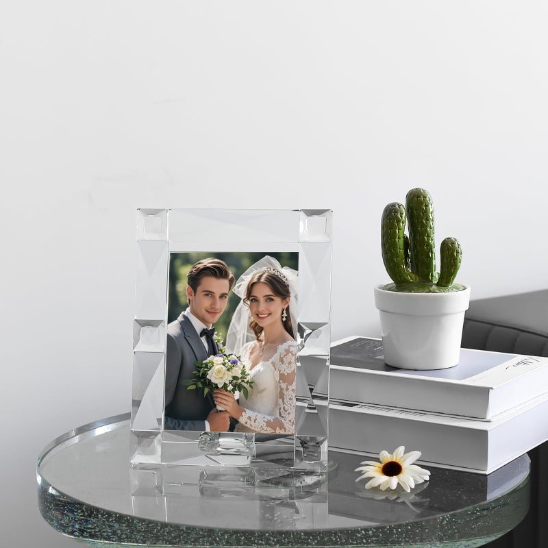 kitCom Crystal 5x7 Inch Picture Frame Sparkling for Home Decor, Wedding Frame Tabletop Display, Display Photo 5''x 7'', Comes with Gift Box - Image 4