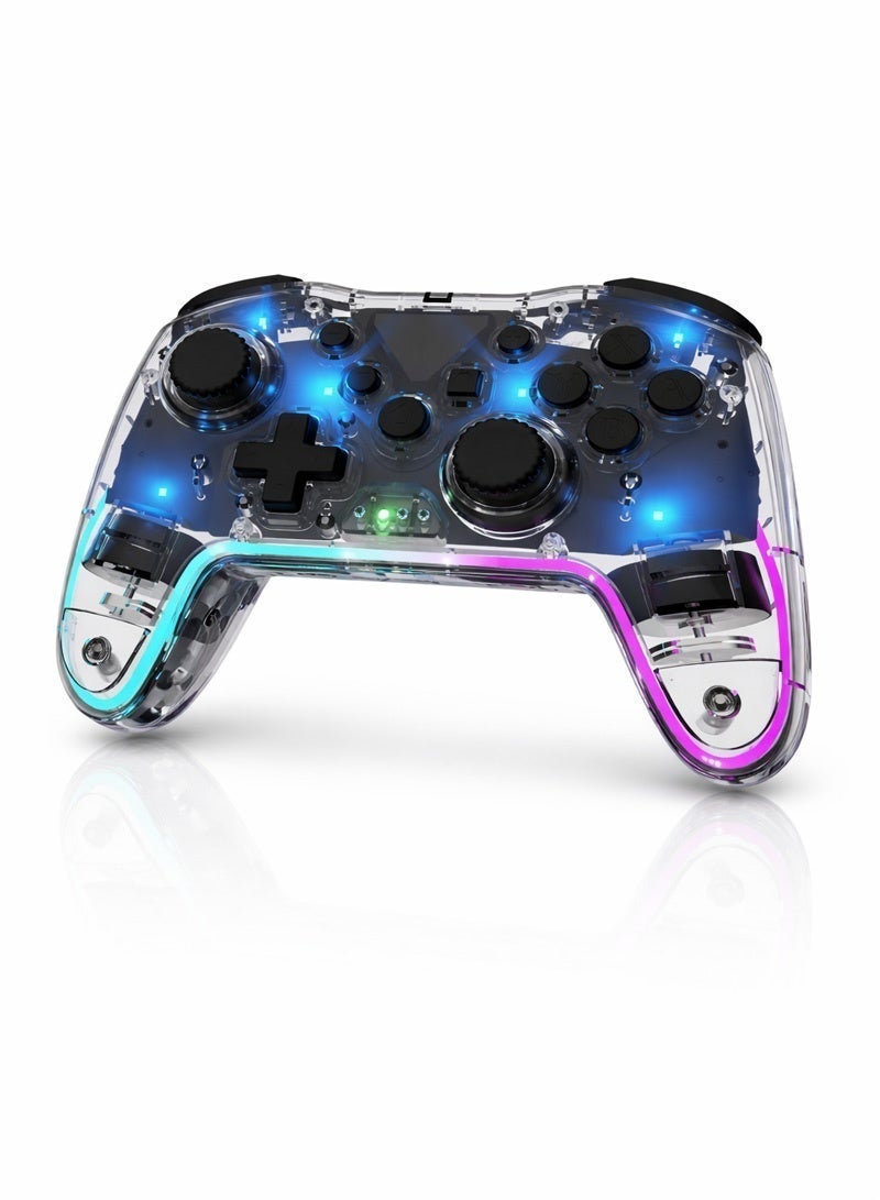Neyecam RGB Wireless Bluetooth Game Controller with Hall Effect Triggers, Turbo and Dual Rumble Vibration Compatible with Nintendo Switch, Windows PC, Steam Deck, Android, iPhone, PS3 and TV Box - Image 1