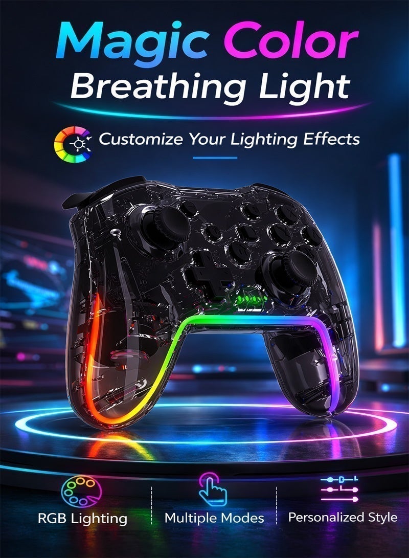 Neyecam RGB Wireless Bluetooth Game Controller with Hall Effect Triggers, Turbo and Dual Rumble Vibration Compatible with Nintendo Switch, Windows PC, Steam Deck, Android, iPhone, PS3 and TV Box - Image 2