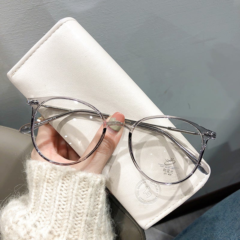Elegant Cold Tea Color Myopia Glasses Frame for Women - Ultra-Light Anti-Blue Light Eyewear, YALONG 9531