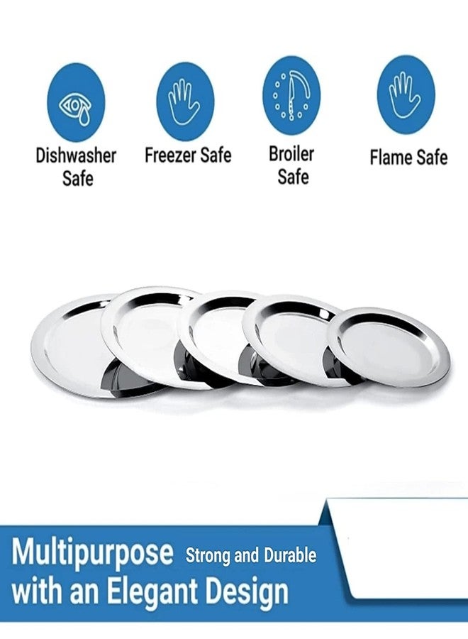 PUHBRHY 5 pcs Stainless Steel Lids Heavy Gauge Tope Cover,Plate Heavy Ciba & Dhakan for Kitchen Kadhai, Handi & Sauce Pan Cookware - Image 3