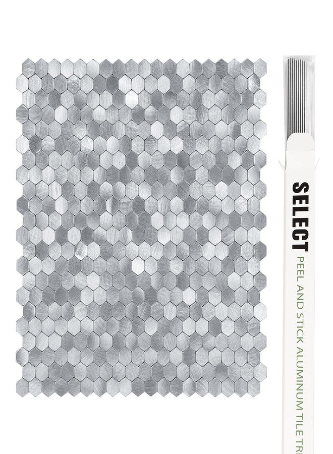 SELECT LIGHTING Select 5 Pack Hexagon Peel and Stick Backsplash Tiles, Self Adhesive Metal Backsplash Stick On Aluminum Tiles for Kitchen Bathroom, 12” x 12” Wall Tiles w/10 Edge Pieces, Brushed Nickel - Image 3