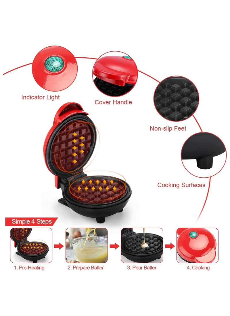 Generic - LOMUG Mini Round Waffle Maker, Non-Stick Coating Small Waffle Maker Belgian Waffle Maker Retro Waffle Maker Classic Wafers Pancake Machine for Home Kids Birthdays - Image 1