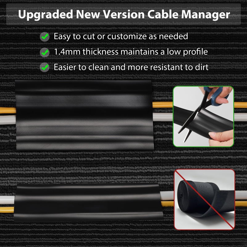 ZhiYo 8.2Ft Cord Cover Floor, PVC Cord Covers for Wires on Floor, Soft Floor Cable Cover Cord Hider, Floor Cable Management Cable Protector for Commercial Office Carpet/Floors/Wall Black - Image 5