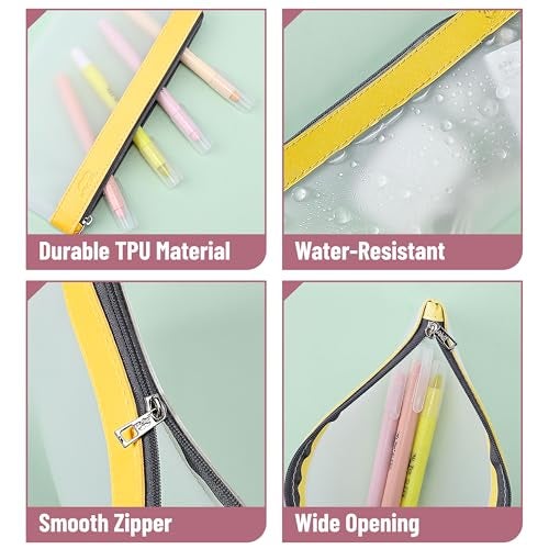 Mr. Pen- Clear Pencil Pouch, 8.50"x4.25", 3 Pack, Durable TPU Material, Medium Water-Resistant Pencil Bags with Smooth Zipper, Multipurpose Clear Pouch for Stationery, School, Office, Travel Supplies - Image 5