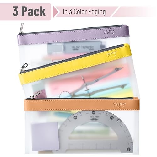 Mr. Pen- Clear Pencil Pouch, 8.50"x4.25", 3 Pack, Durable TPU Material, Medium Water-Resistant Pencil Bags with Smooth Zipper, Multipurpose Clear Pouch for Stationery, School, Office, Travel Supplies - Image 2