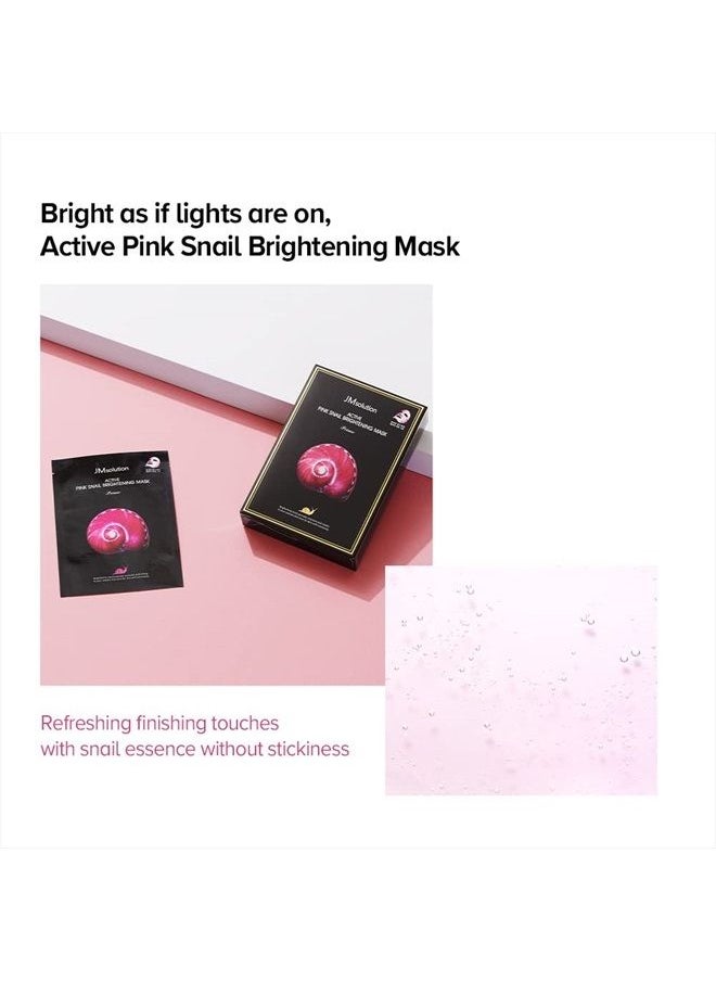 JMsolution Active Pink Snail Regenerating Korean facial Skin Care Mask -Vitamin B Bright Nourishing Glow Mask-10 sheets for all skin  - Image 5
