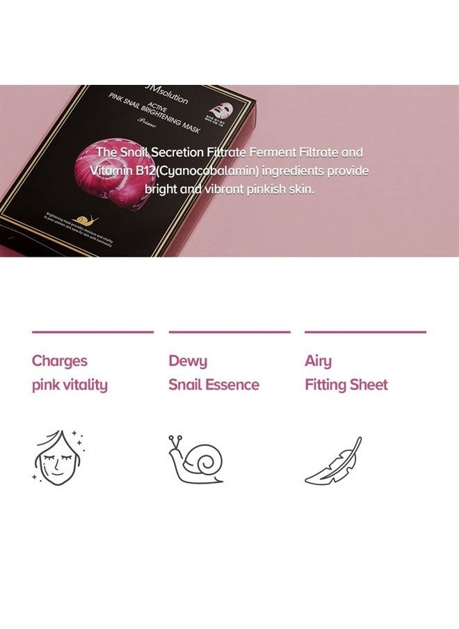JMsolution Active Pink Snail Regenerating Korean facial Skin Care Mask -Vitamin B Bright Nourishing Glow Mask-10 sheets for all skin  - Image 4