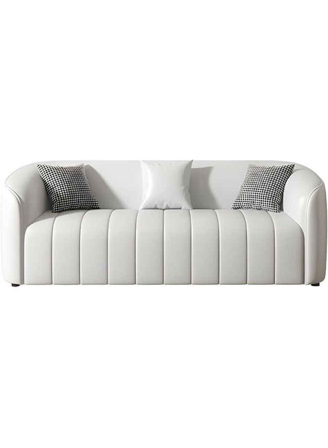 Generic Contemporary Three-Seater Sofa with Tuxedo-Style Design and Sleek Faux Leather Upholstery (Pink)  - Image 5