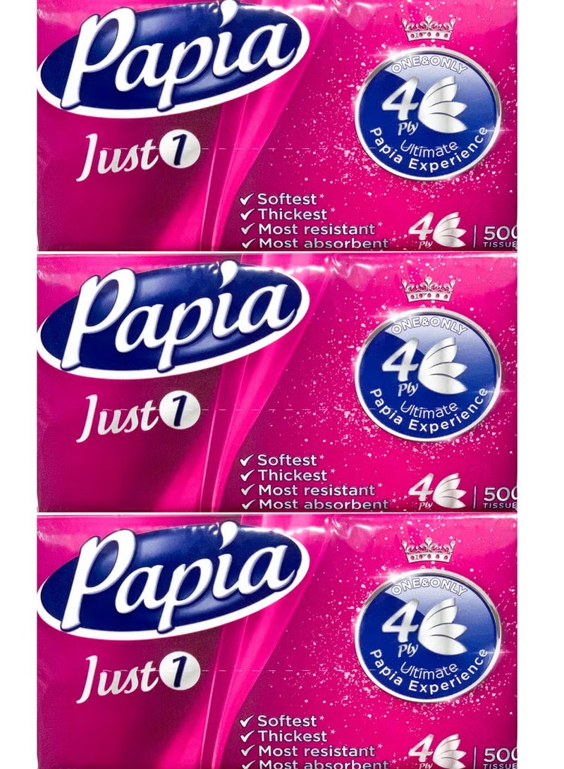 بابيا مناديل وجه ناعمة حريرية 500 (3 قطع)