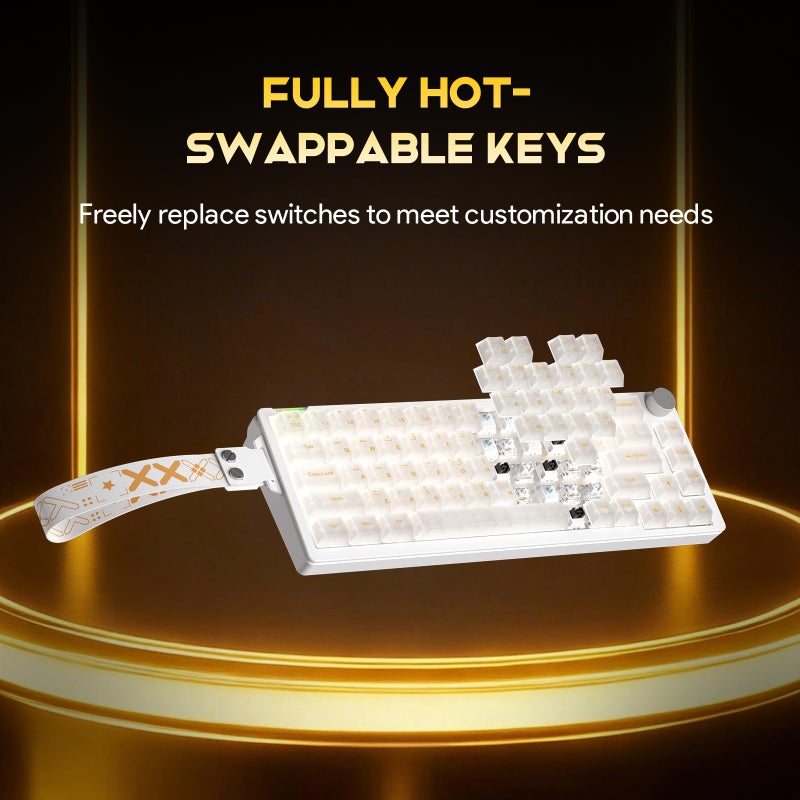 Gaozen 68% Wired Gaming Keyboard with Volume Knob, RGB Backlit, Mechanical Keyboard Gasket Mount with PBT Keycaps,8000 Hz Polling Rate, Hall Effect Cream Switches, Hot-Swap, for FPS Games (Cream White) - Image 5