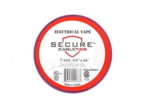SECURE CABLETIES Secure Purple Electrical Tape 3/4 Inch x 66 Feet - 5 Pack - Image 2