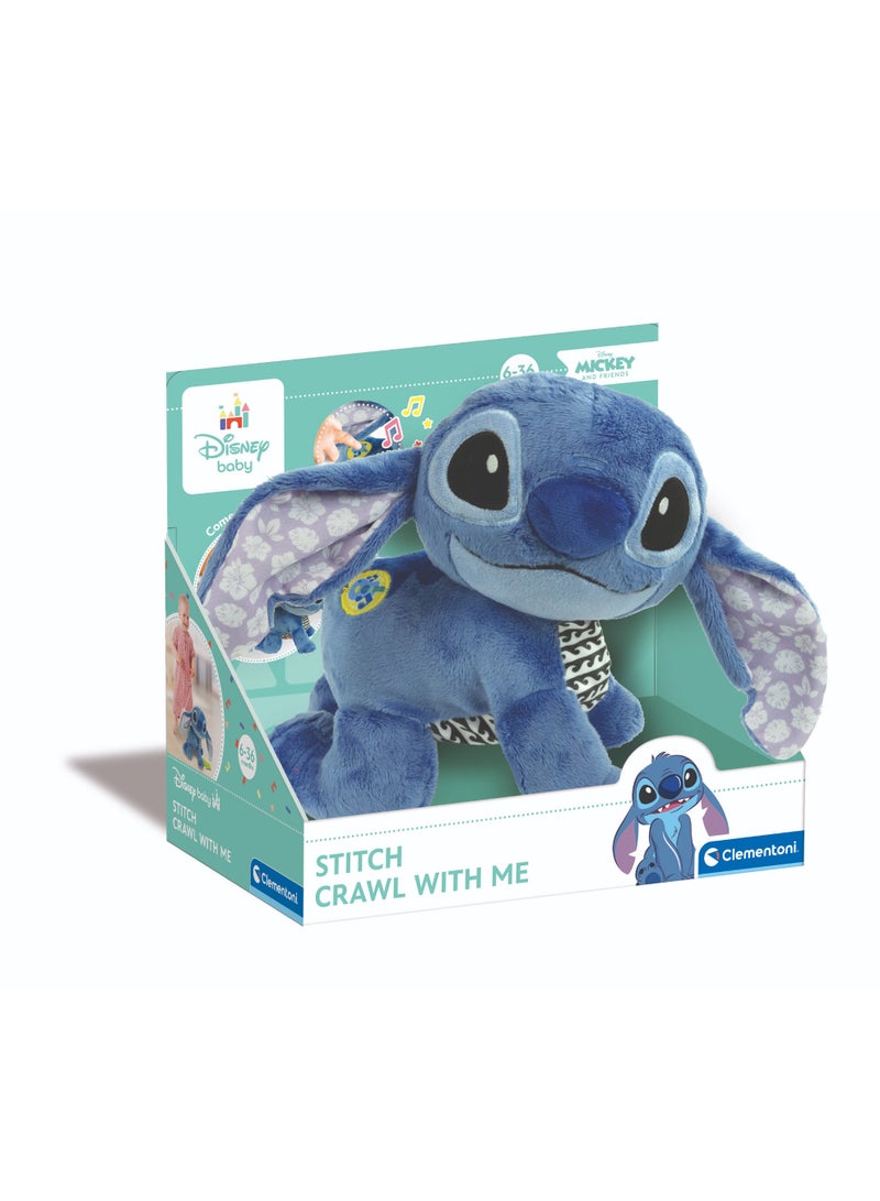 Clementoni Disney Baby Stitch Crawl with Me Interactive Plush Toy, Battery Operated | Encourage Baby to Crawl | Stitch Wiggles, Giggles, and Crawl | Early Development Toy | Helps with Motor Skill Development | Perfect Gift for Baby and Toddler - Image 1