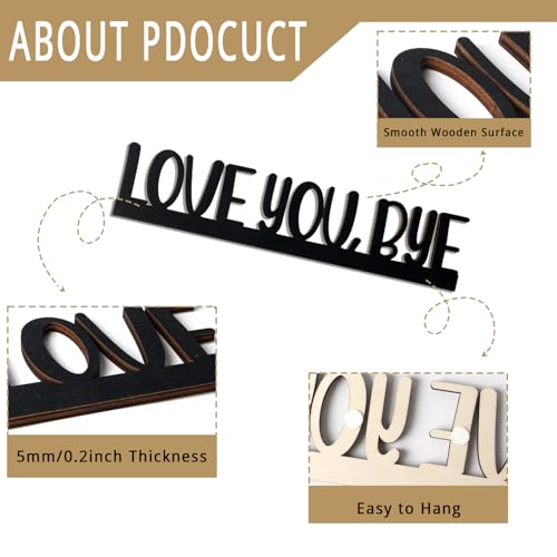 Longan Craft Love You Bye Sign Above Door Wooden Door Topper Decoration, Love You Bye Sign for Door Frame Corner Wall Décor Home Art Gift, Hallway Entryway Decorations Express Warm and Loves(Black Letters) - Image 3