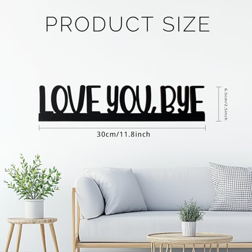 Longan Craft Love You Bye Sign Above Door Wooden Door Topper Decoration, Love You Bye Sign for Door Frame Corner Wall Décor Home Art Gift, Hallway Entryway Decorations Express Warm and Loves(Black Letters) - Image 2