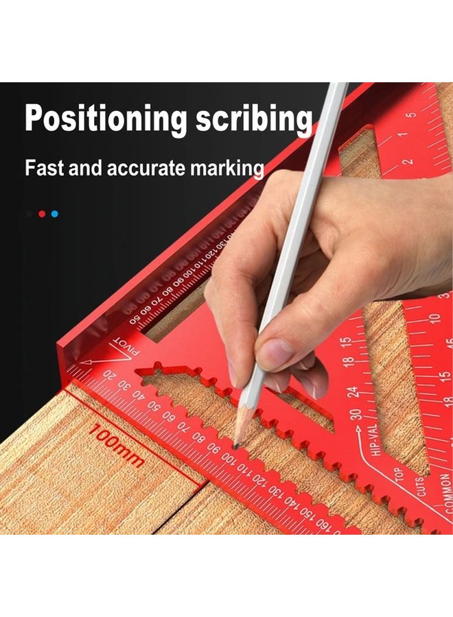 Red 12 Inch Aluminum Alloy High Precision Carpenter Square Protractor Tool - Image 5