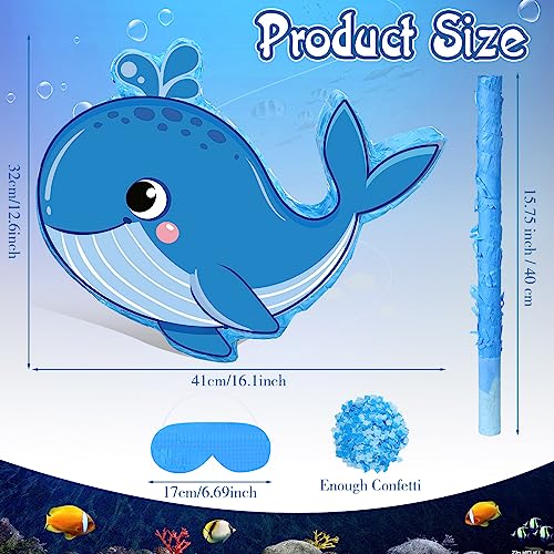 Harrycle Birthday Party Supplies Piata with a Blindfold and Bat Under the Sea Decorations Ocean Piata for Ocean Theme Shower Supplies 16 x 126 x 3 InchWhale - Image 5