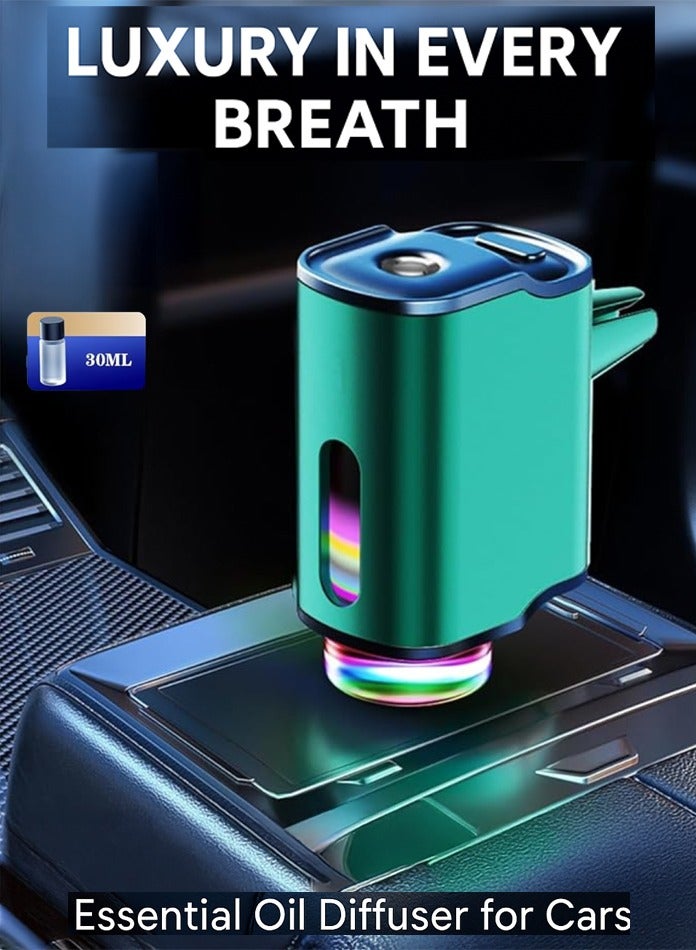 موزع عطر ذكي للسيارة – مرطب صغير قابل لإعادة الشحن عبر USB مع ضوء LED، مستشعر اهتزاز و3 أوضاع للرذاذ – معطر هواء بالزيوت العطرية للسيارة، المكتب والمنزل (أخضر)  - Image 1