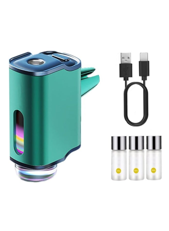 موزع عطر ذكي للسيارة – مرطب صغير قابل لإعادة الشحن عبر USB مع ضوء LED، مستشعر اهتزاز و3 أوضاع للرذاذ – معطر هواء بالزيوت العطرية للسيارة، المكتب والمنزل (أخضر)  - Image 2