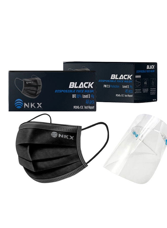 NIBEMINENT Pack Of 40 Disposable Face Mask And Shield - Image 1