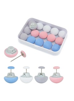 16 Pcs Quilt Fixing Clips - Bedding Holder Pins for Secure and Neat Bedding - Duvet Fasteners for Quilts, Blankets, Sheets, and More - Mushroom Round Design - Blue, Pink, White, Gray